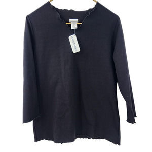 NWT New Haystacks 3/4 Sleeve Black Cordless Shine‎ Top XL